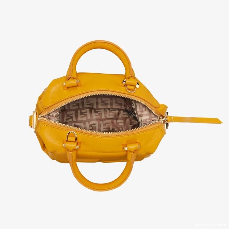 Vintage HOT Yellow Cube Leather Nappa FF Fendi Mini In Bag 0728